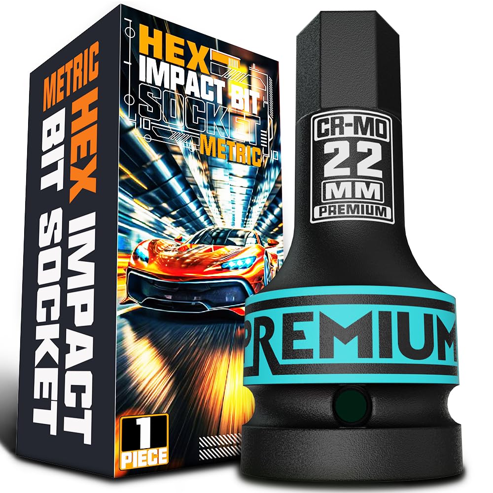 KIRXST 3/4" Impact Hex Bit Socket, H22 (22mm) Allen Key Socket, Premium CR-MO Steel, Metric 100mm Length