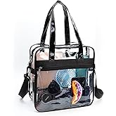 IMCUZUR Clear Crossbody Bag Stadium Approved, 12x6x12 Clear Stadium Bag, Clear Bag for Stadium Events, Large Clear Tote Concert Bag for Women and Men (Black)