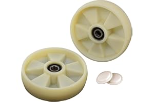CARBO GLIDE Pallet Jack/Truck Steering Wheels Set (4 pcs) 7.5" x 2" with Bearings ID 20mm Nylon White with Protective Caps