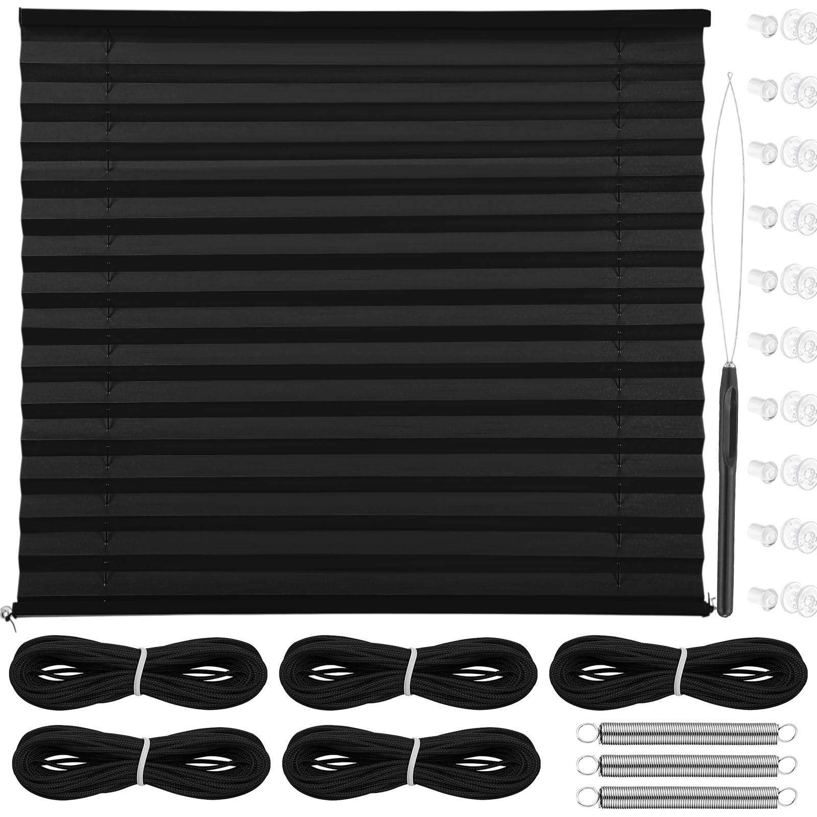 Photo 1 of ***FACTORY SEALED***Fanfanwin Rv Blinds for Camper Window 32" W x 24" l Pleated Rv Shades Repair Kit Replacement Camper Blinds for Day Night Travel Trailer Motor Coach Motorhome Privacy Protection(Black)