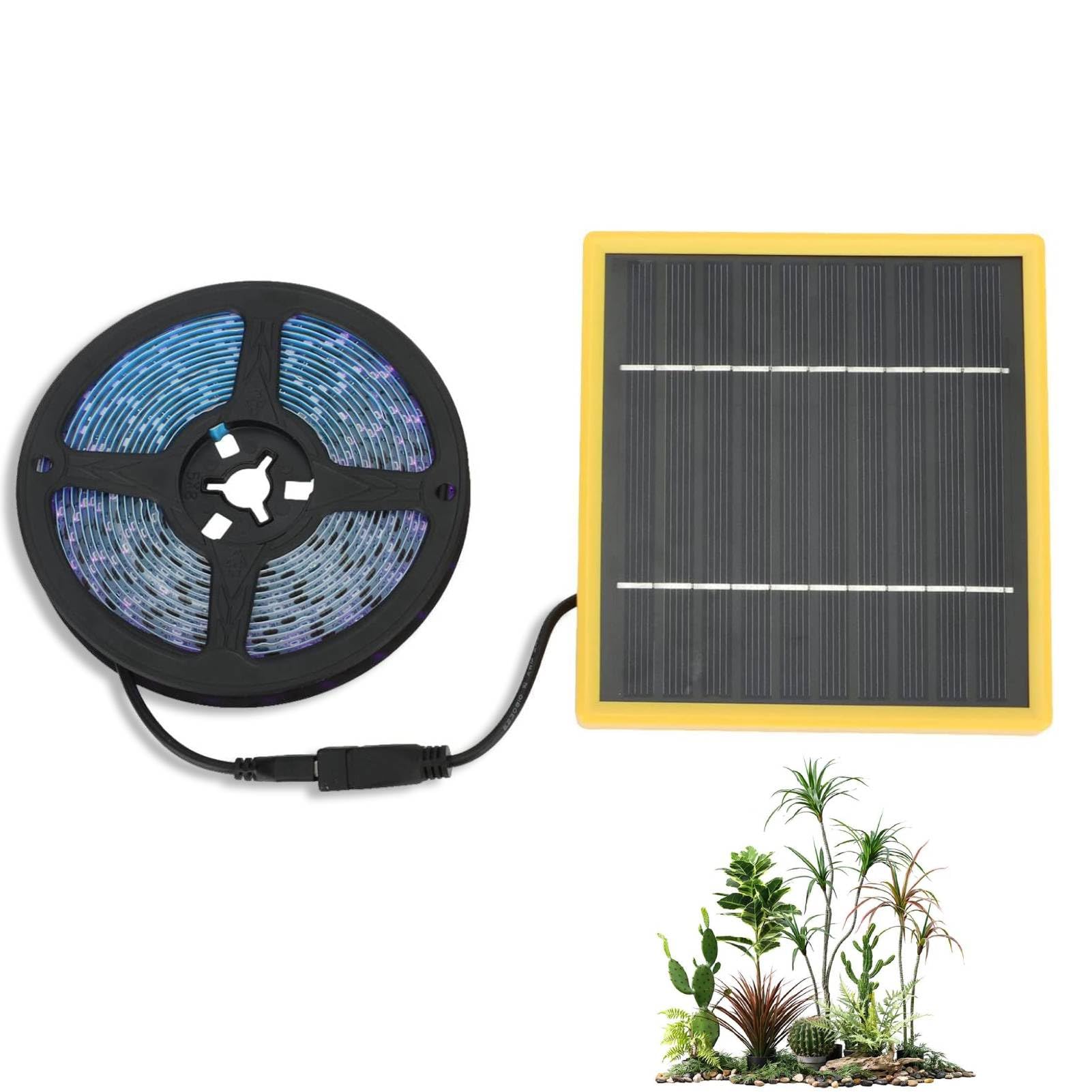 HERCHR 5V 5W Solar Powered Grow Light Full Spectrum Growing Lamp Monocrystalline Silicon Sunlight Plant Lamp Strip with Solar Panel