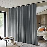 MaKefeile Room Divider Curtains Total Blackout Privacy Curtain Panel Room Thermal Insulated Noise Reduction Curtains for Bedroom Window Living Room Ceiling Track Curtain W 8.3 ft &times; H 7 ft Dark-Grey