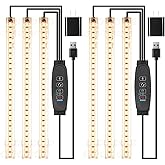 LED Grow Light Strips, Grow Lights for Indoor Plants Full Spectrum 3000K, Plant Light Bar with 3/9/12H Timer, 10 Dimmable Levels for Seedling Succulent,Best Match for Plant Shelf(3 Head×2 Pack)