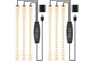 RWNTAO LED Grow Light Strips, Grow Lights for Indoor Plants Full Spectrum 3000K, Plant Light Bar with 3/9/12H Timer, 10 Dimmable Levels for Seedling Succulent,Best Match for Plant Shelf(3 Head×2 Pack)