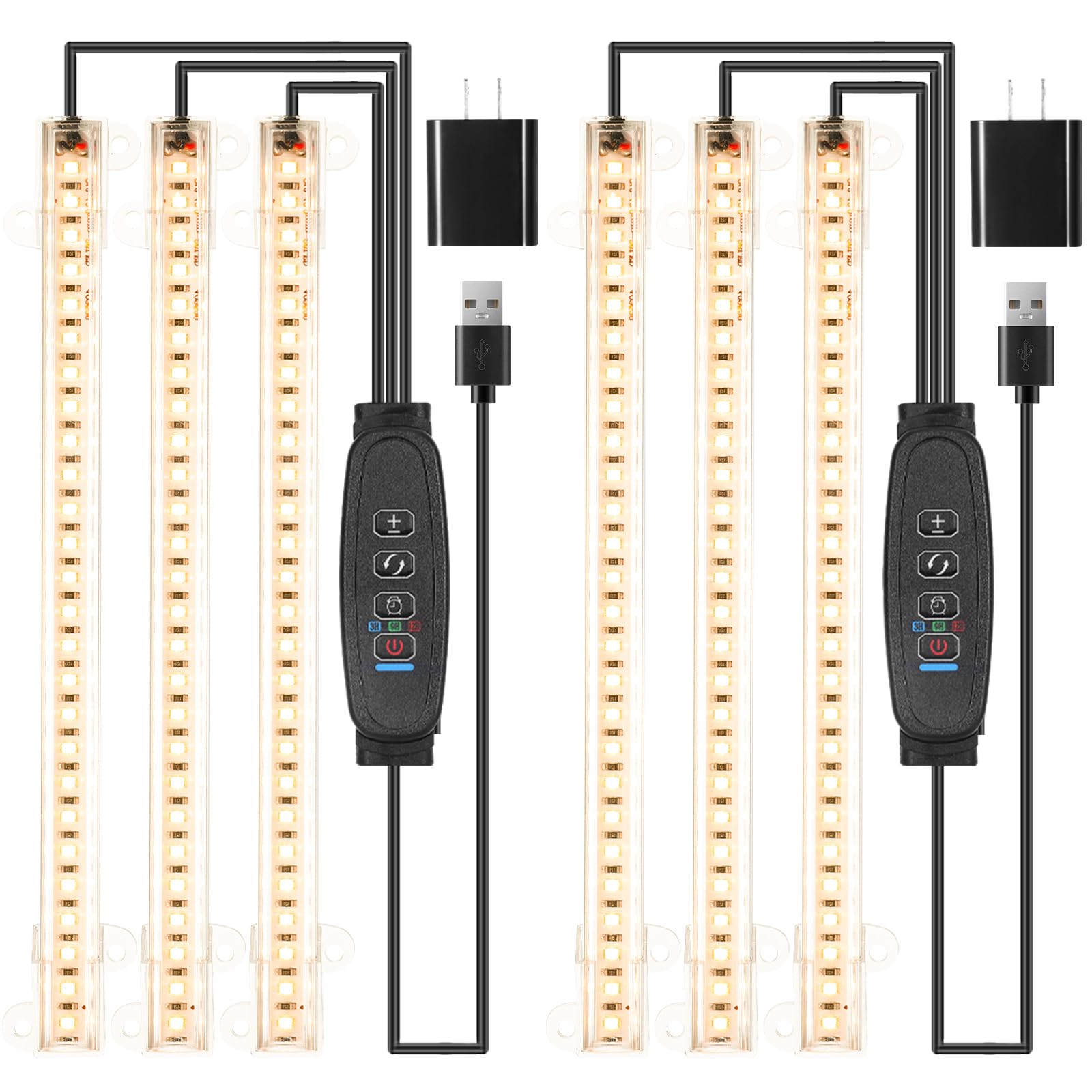 Photo 1 of LED Grow Light Strips, Grow Lights for Indoor Plants Full Spectrum 3000K, Plant Light Bar with 3/9/12H Timer, 10 Dimmable Levels for Seedling Succulent,Best Match for Plant Shelf(3 Head×2 Pack)
