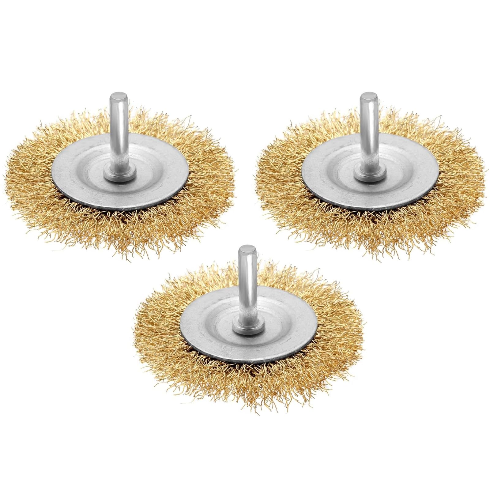 Wire Wheel 3PCS 100mm Rotary Wire Brush 6mm Round Shank Flat Wire Wheels for Metal, Removal of Rust Corrosion Paint