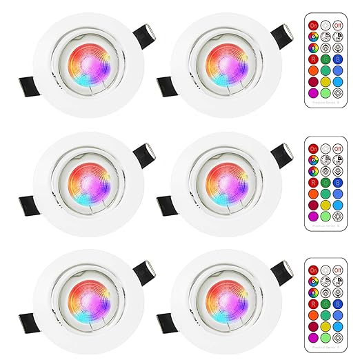 6 Pack Rgb Led Recessed Ceiling Light Sunpion 3w Gu10 Rgb Led