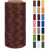 LEREATI 0.8mm Waxed Thread for Leather Sewing, 284 Yards, 150D Flat Wax String, Waxed Cord for Bracelet Making, Bookbinding, Shoe Repairing, Leather Projects, DIY Crafts (Dark Brown)
