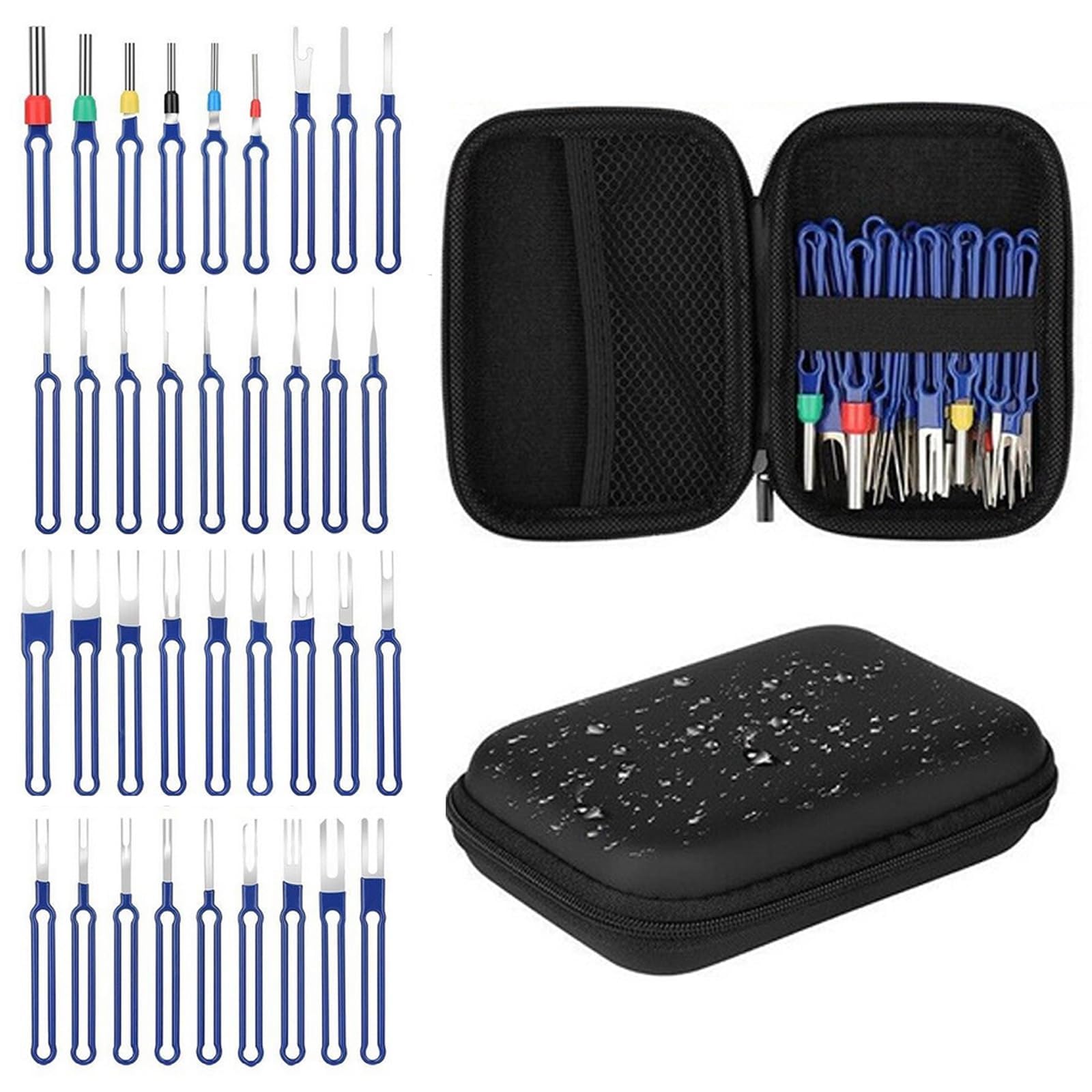 36 PCS Upgraded Terminal Removal Tool Kit, Pin Extractor Tool, Electrical Wire Connector Pin Removal Tool Kit, Harness Pin Removal Tool Kit Universal Terminal Ejector Kit with a Protective Bag (Blue)