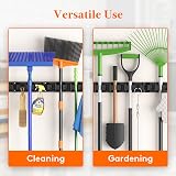 Lifewit Broom Mop Holder Wall Mounted 5 Slot 6 Hooks Black view 7