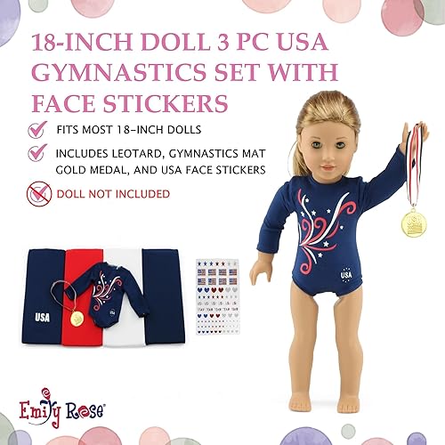 Emily Rose 18-Inch Doll Clothes 4-PC Gymnastics Sports Outfit