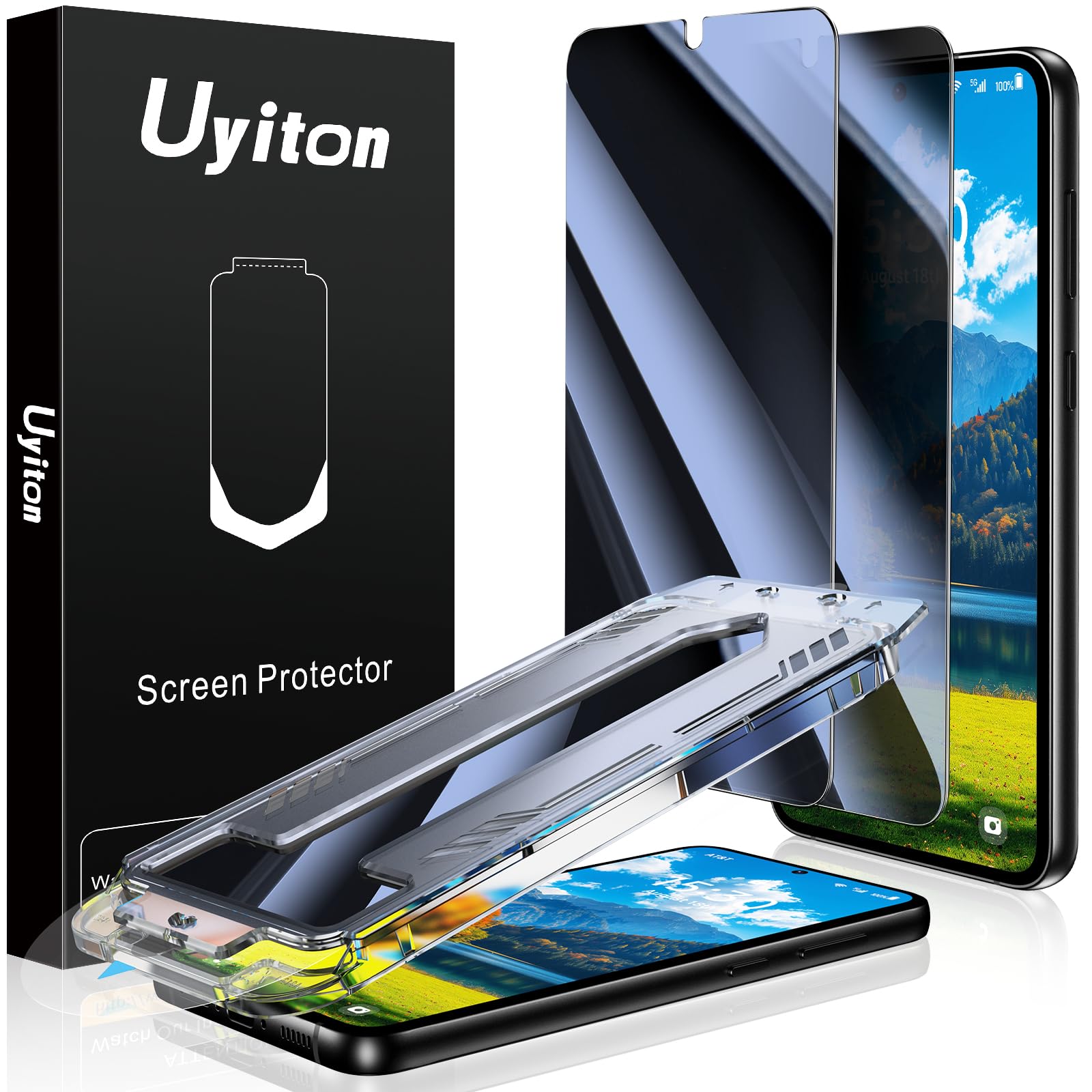 Photo 1 of Uyiton UnBreak-Glass for Samsung Galaxy S23 Plus Privacy Screen Protector, [Ultrasonic Fingerprint Support][Auto-Alignment Frame] Scratch-Resistant Bubble-Free Tempered Glass Screen-2 Pack