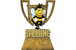 Decade Awards Celebrate Linguistic Brilliance with Our 6-Inch Spelling Bee Cup Trophy | Vibrant Gold Award with Colorful Bee Emblem for Academic Excellence | Engraved Plate on Request