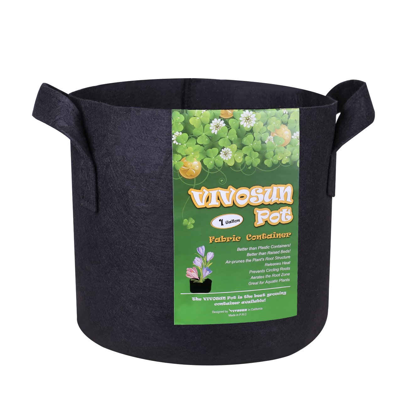 VIVOSUN 5Pack 1 Gallon Heavy Duty Thickened Nonwoven Fabric Pots Grow