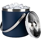 3L Double-Wall Insulated Stainless Steel Ice Bucket with scoop for Cocktail Bar - Metal Ice Bucket for freezer with Lid for parties,Camping,and More!champagne bucket,bar cart accessories