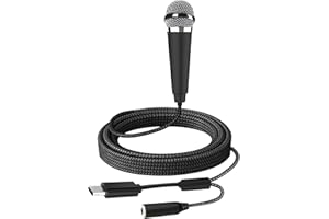 RICHUPON USB C Mini Microphone Karaoke, Portable ASMR Microphone for Android Phone/iPhone 15/Laptop/Mac, Wired Mic for Voice Recording, Singing, Interviews, Vlogs, YouTube, TIK Tok (Black)