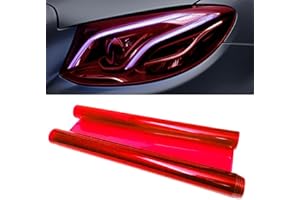 MLAHUIER Car Taillight Headlight Fog Light Light Self-Adhesive Tint Film, 12×48 Inches Vinyl Protector Color Shiny Sticker Film, Auto Modification Cover for Cars, Trucks, SUVs(Red)