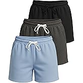 Real Essentials 3 Pack: Women's Cotton Fleece Lounge Pajama Sleep Shorts with Pockets and Drawstring (Available in Plus Size)