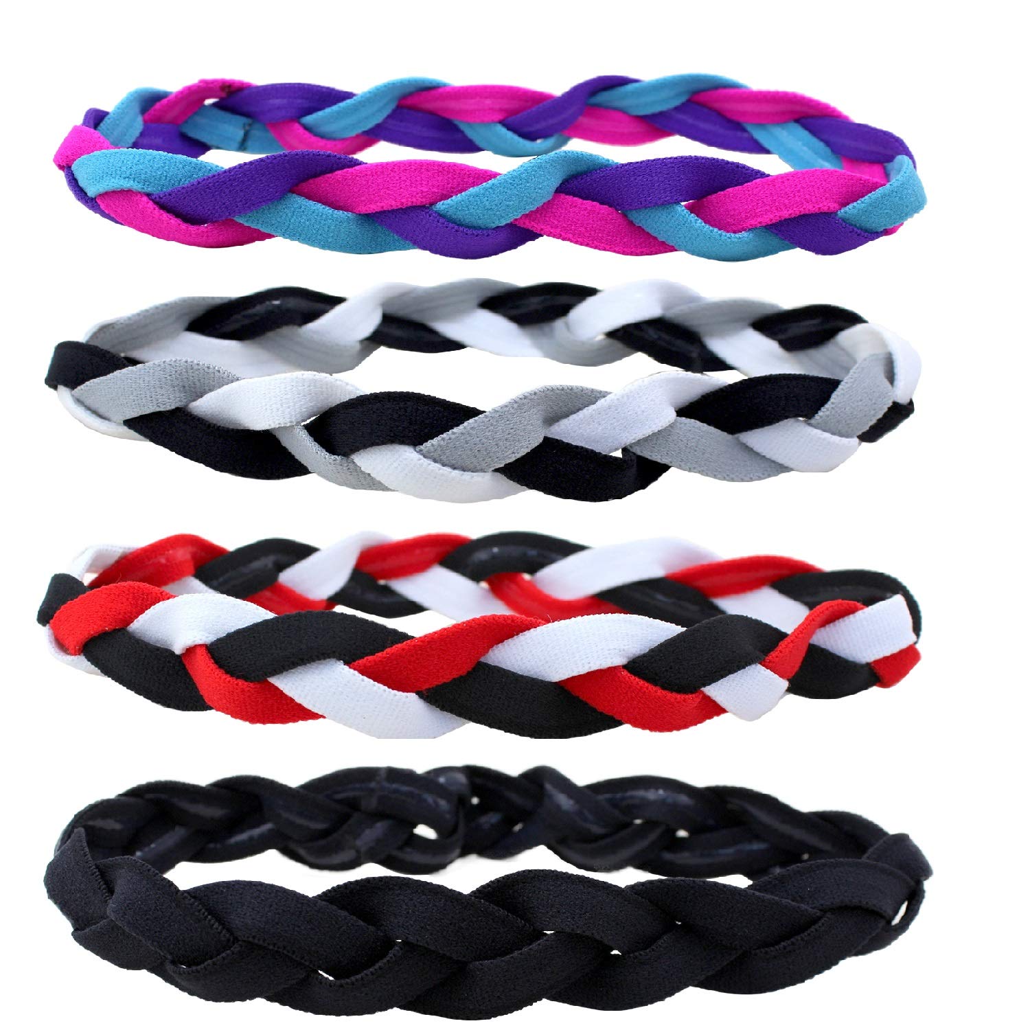 TENGFENG Sports Headband 4pcs Girls No Slip Grip Braided