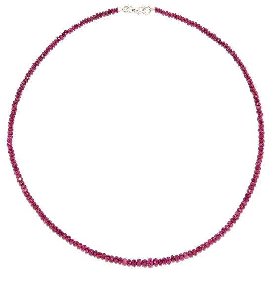 Rubin Schmuck (Halskette) Rubin Kette Linsen facettiert Verschluss 925er Sterling-Silber Modellnummer 1591