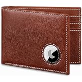 VISWORLD Men's Wallet with Airtag Holder, Bifold Full-Grain Leather Wallet for Apple Air Tag (1st & 2nd Generation), Slim Wallet for Men with RFID Blocking, 11 Card Slots