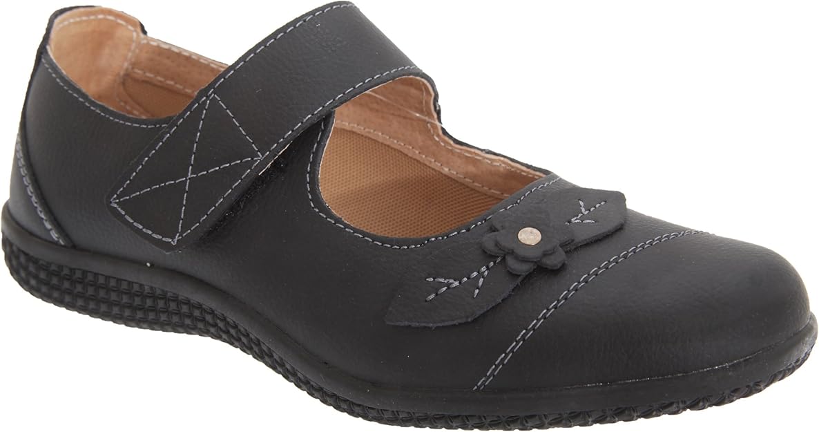 Boulevard DIANA Womens Leather Velcro EEE Wide Fit Mary Jane Shoes