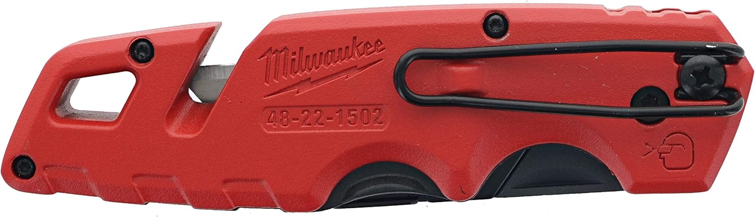 Milwaukee 48-22-1502 Fastback Folding Utility Knife with 5 Blade Storage, Wire Stripping Compartment, and Gut Hook - - 