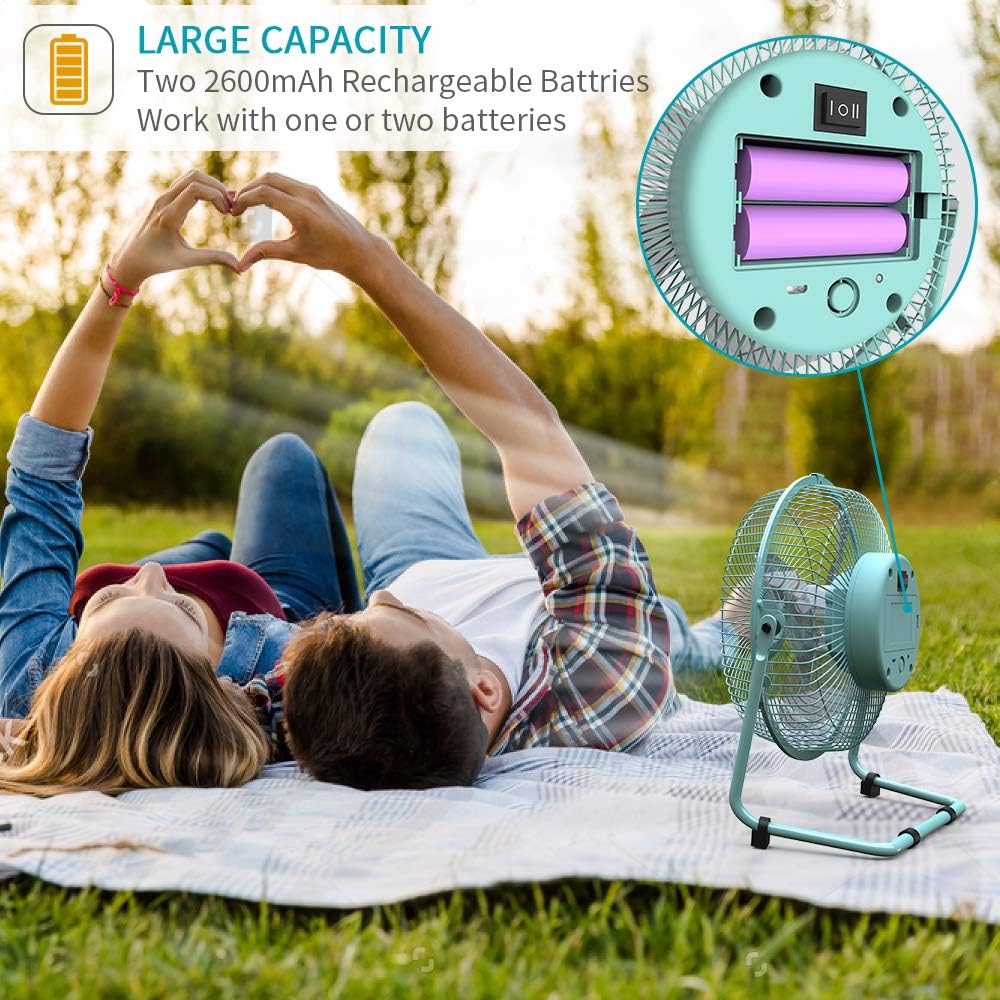 OPOLAR Battery Operated and USB Powered Rechargeable Desk Fan with Two Batteries, 9 Inch Metal Frame, Enhanced Airflow, Lower Noise, Two Speeds, Personal Cooling Fan for Home & Office: Home & Kitchen