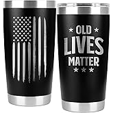 PRPinkRain - 40th, 50th, 60th, 70th, 80th Birthday and Retirement Gifts for Men - Funny, American Flag 20 Oz Tumbler