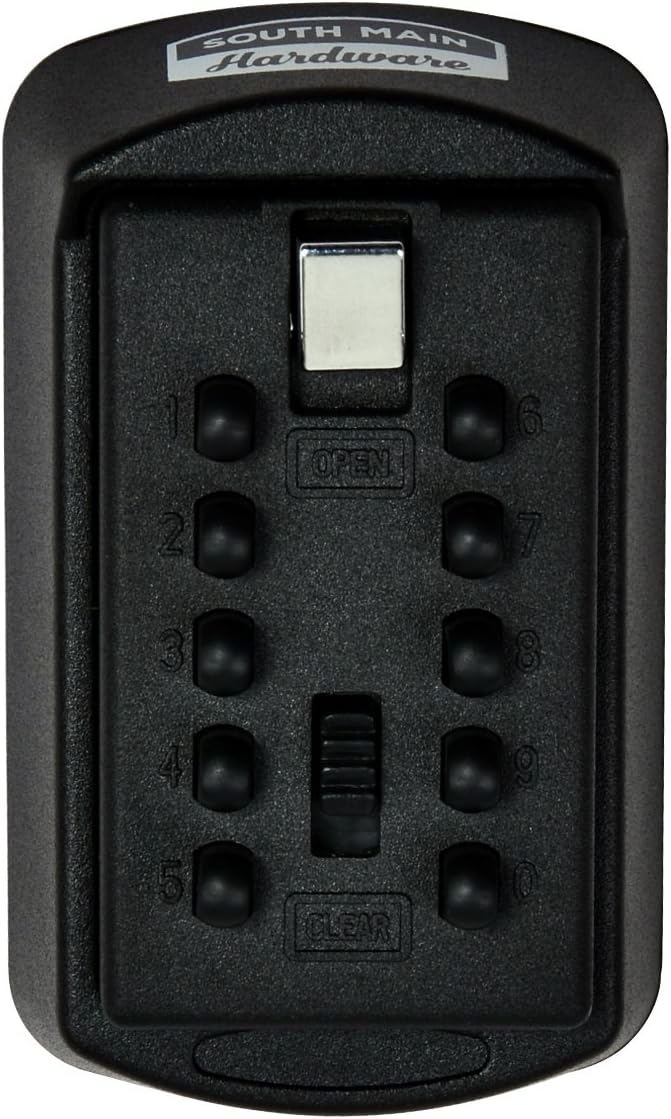 South Main Hardware 810144 Combination, Black Key Storage Lock Box, 3.93 inch L x 2.32 inch w x 1.69 inch H