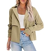 AGSEEM Womens Cropped Trench Coat Casual Single Breasted Lapel Short Jackets Fall Fashion Outerwear with Pockets 2025