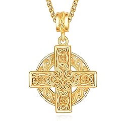 ADMETUS Gold Celtic Cross Necklace Sterling Silver