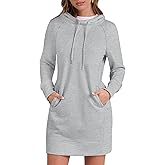 ANRABESS Womens Sweatshirt Dress Long Sleeve Hoodies Mini Dresses Fleece Casual Hoodie with Pockets 2025 Fall Fashion