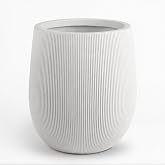 Greens Word Planters for Indoor Plants, 18.7 inch White Large Plant Pots | Magnesium Oxide Ribbed Round Planter, Drainage Hole and Rubber Plug, Indoor &amp; Outdoor Use, Garden Decorative