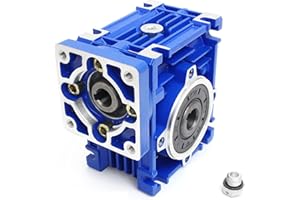 CNCTOPBAOS NMRV030 Worm Gear Reducer Speed Ratio 10:1 Aluminum Alloy Square RV30 NMRV30 Worm Gearbox Speed Reducer for Nema23 Stepper Motor 11mm Input and 14mm Output Shaft