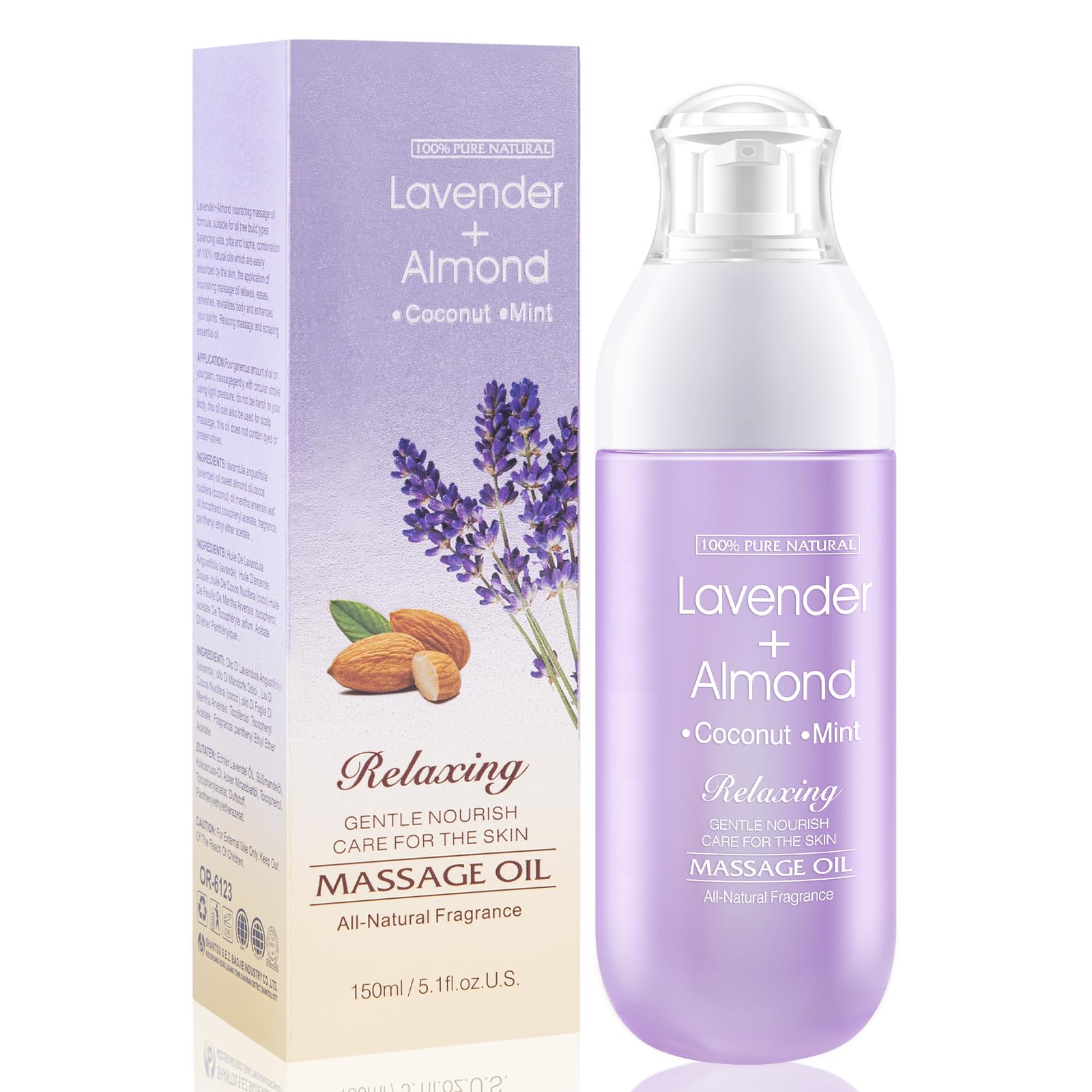 Massage Oil For Warming, Relaxing Massage Oil Lavender Almond Peppermint And Coconut Massage Oils For Massage Moisturizing Body Oil For Men And Women 5.1 Fl.Oz