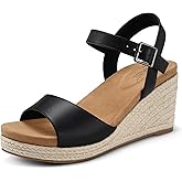 SHIBEVER Women's Wedge Platform Sandals: Espadrille Dressy Comfortable Summer Open Toe Ankle Strap Buckle Women Sandal