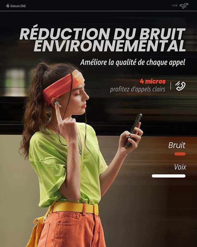 Casque Bluetooth, Écouteur Sport Réduction de Bruit Multimode, Graves Musclés, 4 Micros, 32H Autonomie, Charge sans Fil, APP Son Personnalisé, Mode Gaming, Vert