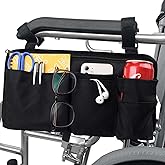 Royitay Wheelchair Side Bag with Cup Holder,Wheelchair Armrest Accessories Storage Pouch for Rollator,Walker,Power Wheelchairs,Nylon Walker Side Bag, Black