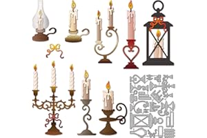 GLOBLELAND Vintage Candles Cutting Dies for Card Making Candlesticks Metal Die Cuts Lamp Frame Cut Dies for Birthday DIY Embo