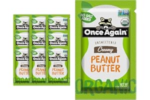 Once Again Organic Peanut Butter Packets - Individual Peanut Butter Packets for Snacks, Travel, Lunches - Single Serve Squeeze Packs - Vegan, Non-GMO, Gluten Free - 1.15 Ounce Packs, 10 Count