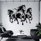 Metal Horse Wall Decor, Horse Wall Art, Metal Horse Sign, Horse Hanging, Animal Wall Hanging, Large Horse Wall Art, Farmhouse Art, Horse Decor for Barn, Horse Yard (Black, 47"x39" | 120x98cm, metal wall art)