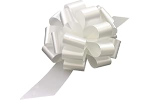 GIFTWRAP ETC. Large White Ribbon Pull Bows - 9" Wide, Set of 6, Wedding Decor, Reception, Anniversary, 4th of July, Bows for Gifts, Christmas, President's Day, Memorial Day