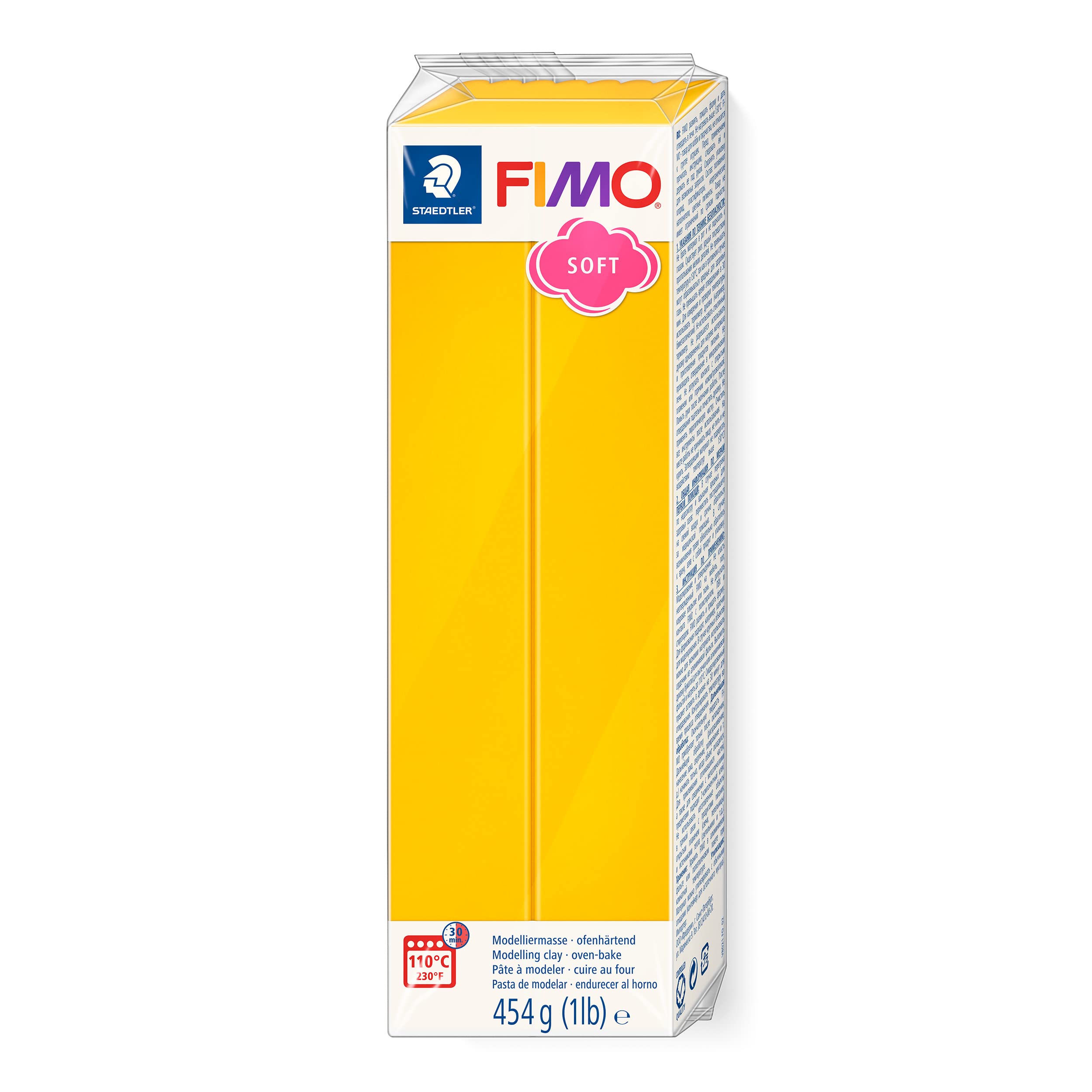 STAEDTLER 8021-16 FIMO Soft Oven-Hardening Polymer Modelling Clay - Sunflower Yellow (1 x 454g Block)