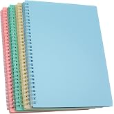 Yansanido Spiral Notebook, 4 Pcs 10.5 Inch x 7.45 Inch B5 Thick Plastic Hardcover 7mm College Ruled 4 Color 80 Sheets -160 Pages Journals for Study, Work, Travel and Notes (B5, 4 Pcs Light Color)