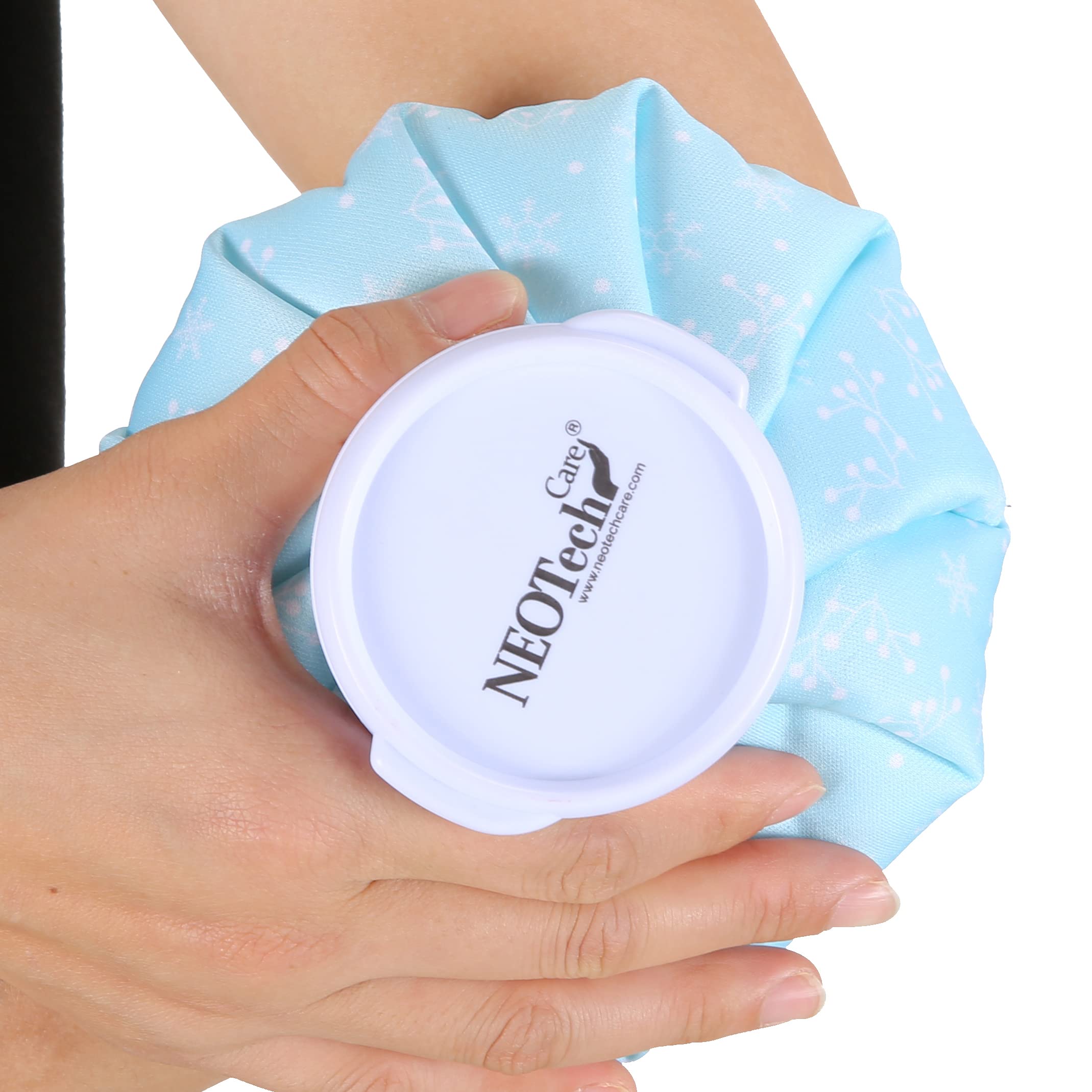 Neotech Care Ice Bag for Injuries, Swelling, Headache, Pain Relief, First Aid - Cold Pack Screw Top Lid - Reusable, Refillable & Waterproof Pouch/Bladder (12cm, Snow Design)