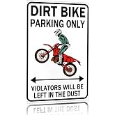 Smilelife Dirt Bike Accessories Boys Motorcross Gifts Funny Dirty Bike Parking Only Vintage Metal Sign for Man Cave Boy's Room Garage Wall Decor 8x12 Inch (3064)