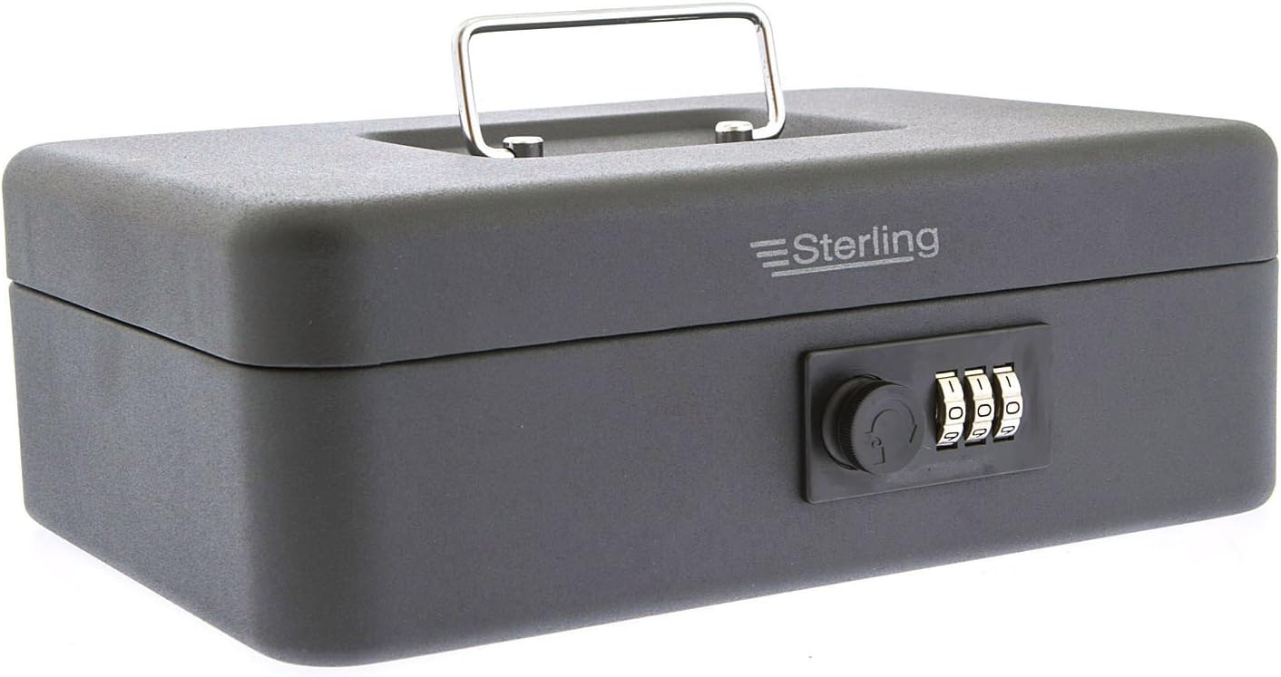 Sterling CB03CBK 10", 3Dial Combination Lock Cash Box in Black Finish