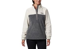 Columbia Womens Benton Springs Half Snap II Pull Over Fleece Jacket, City Grey Heather/Chalk, X-Large