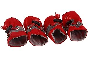 GabeFish Anti Slip Dog Socks Shoes Adjustable Drawstring Boot Paw Protectors for Small Medium Pets Cats Red 2X-Large